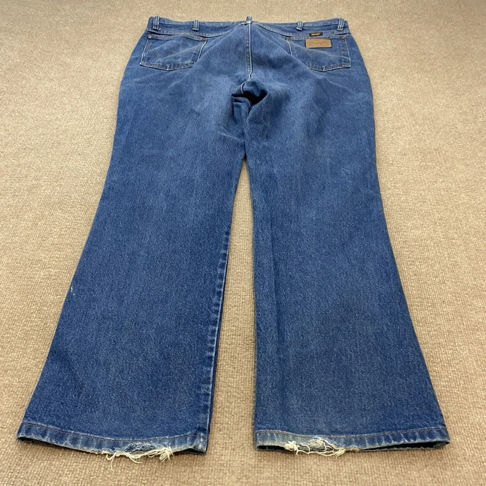 Wrangler Jeans Mens 42x32 Blue 936 DEN Cowboy Cut Slim Fit Western‎ Distressed